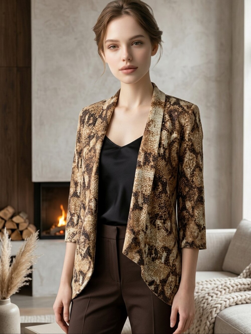 Alberto Makali Size Medium Snake Print Wrap Jacket